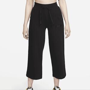 Nike | Ribbed Wide Leg Cropped Athletic Knit Pants with Pockets and Drawstring